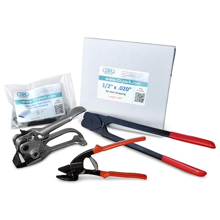 Idl Packaging 1/2" Steel Strapping Kit, 200 Ft. for Round Packages R.SSK.12.200